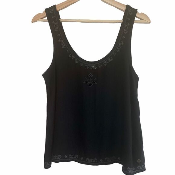Roxy Black Crop Tank Top w Aztec Detail - Picture 1 of 3
